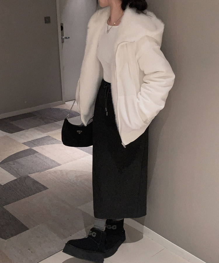 양면으로 착용가능한리버시블 양면 페이크 밍크 퍼 루즈핏 후드 집업 점퍼