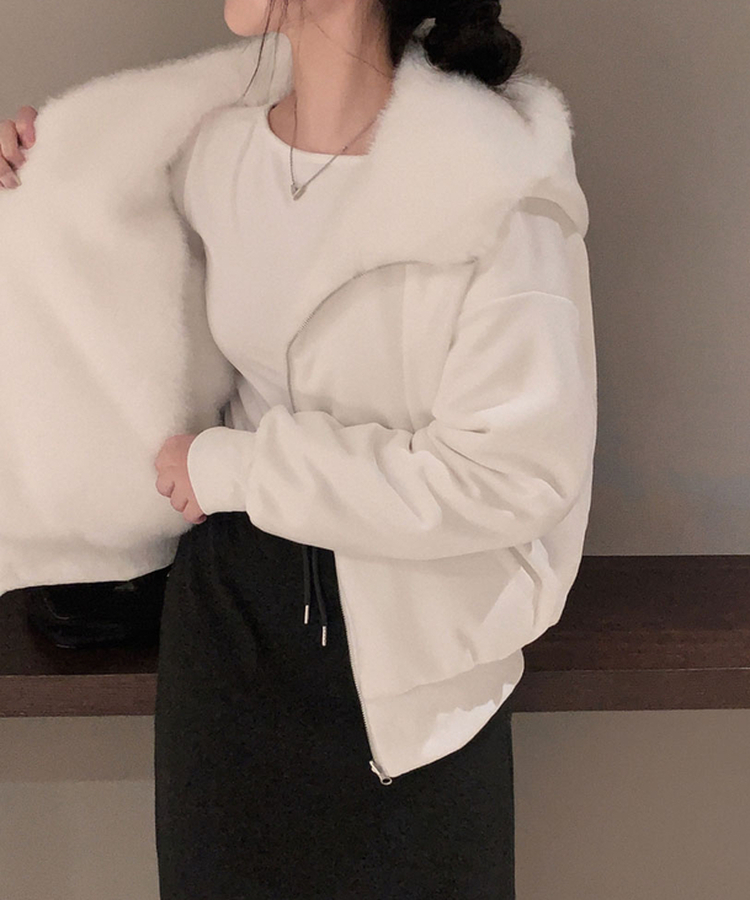 양면으로 착용가능한리버시블 양면 페이크 밍크 퍼 루즈핏 후드 집업 점퍼