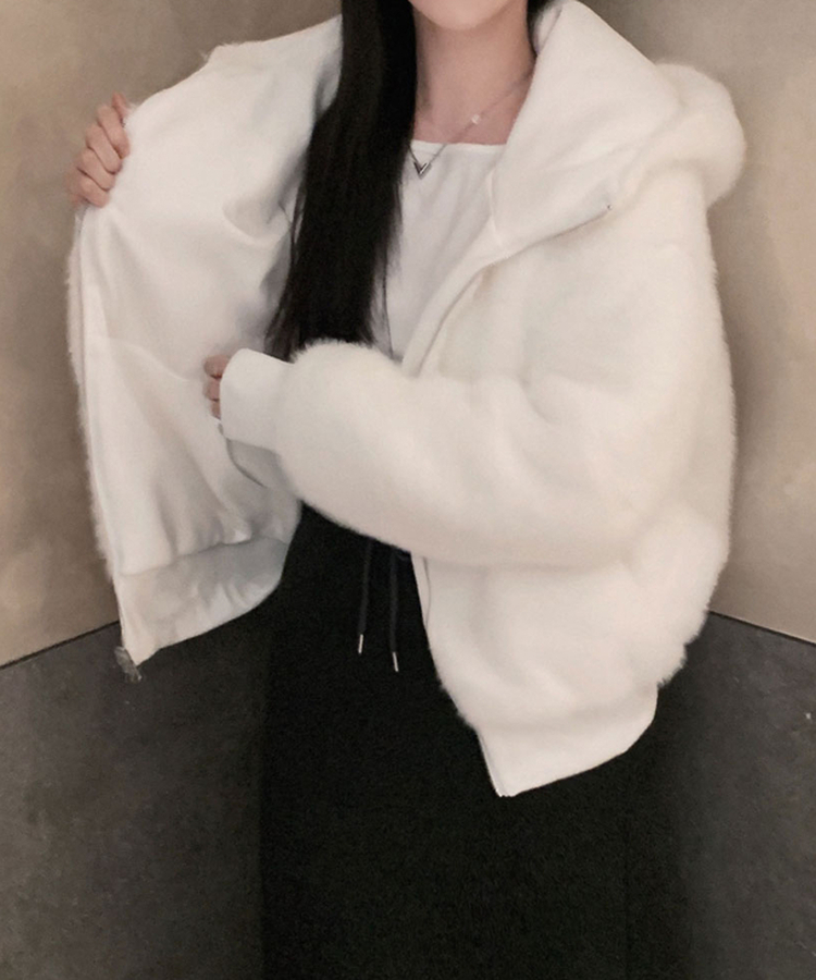 양면으로 착용가능한리버시블 양면 페이크 밍크 퍼 루즈핏 후드 집업 점퍼