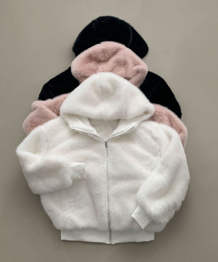 양면으로 착용가능한리버시블 양면 페이크 밍크 퍼 루즈핏 후드 집업 점퍼