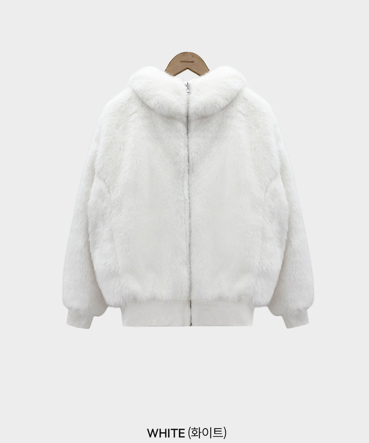 양면으로 착용가능한리버시블 양면 페이크 밍크 퍼 루즈핏 후드 집업 점퍼
