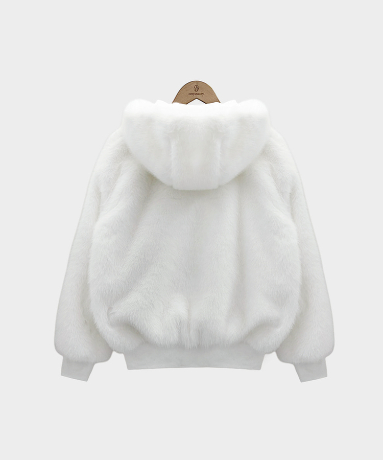 양면으로 착용가능한리버시블 양면 페이크 밍크 퍼 루즈핏 후드 집업 점퍼