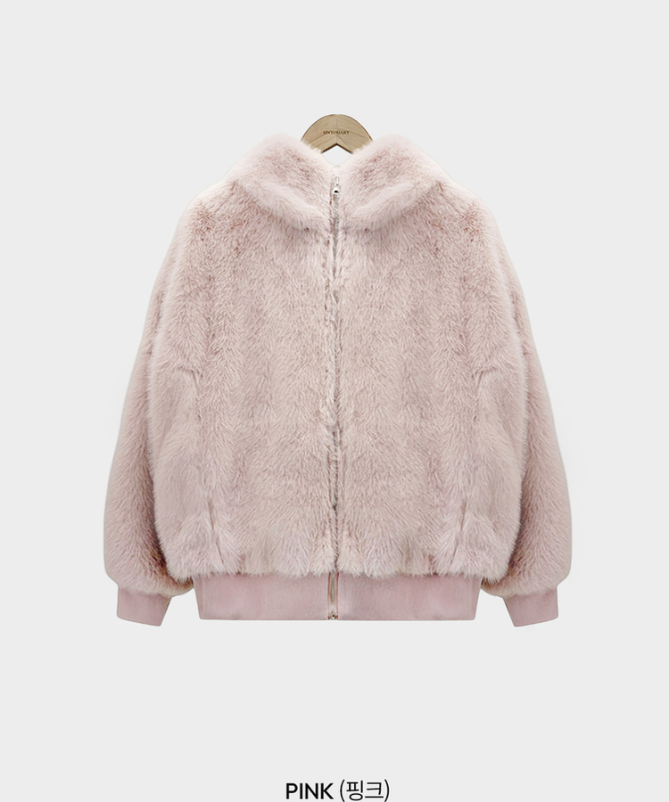 양면으로 착용가능한리버시블 양면 페이크 밍크 퍼 루즈핏 후드 집업 점퍼