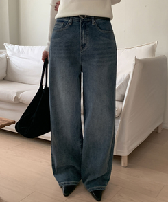 【丈別】ハイウエストワイドデニムパンツ(5color) VINTAGE BLUE