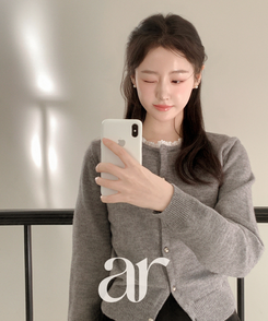 ラウンドフリルカーディガン GRAY