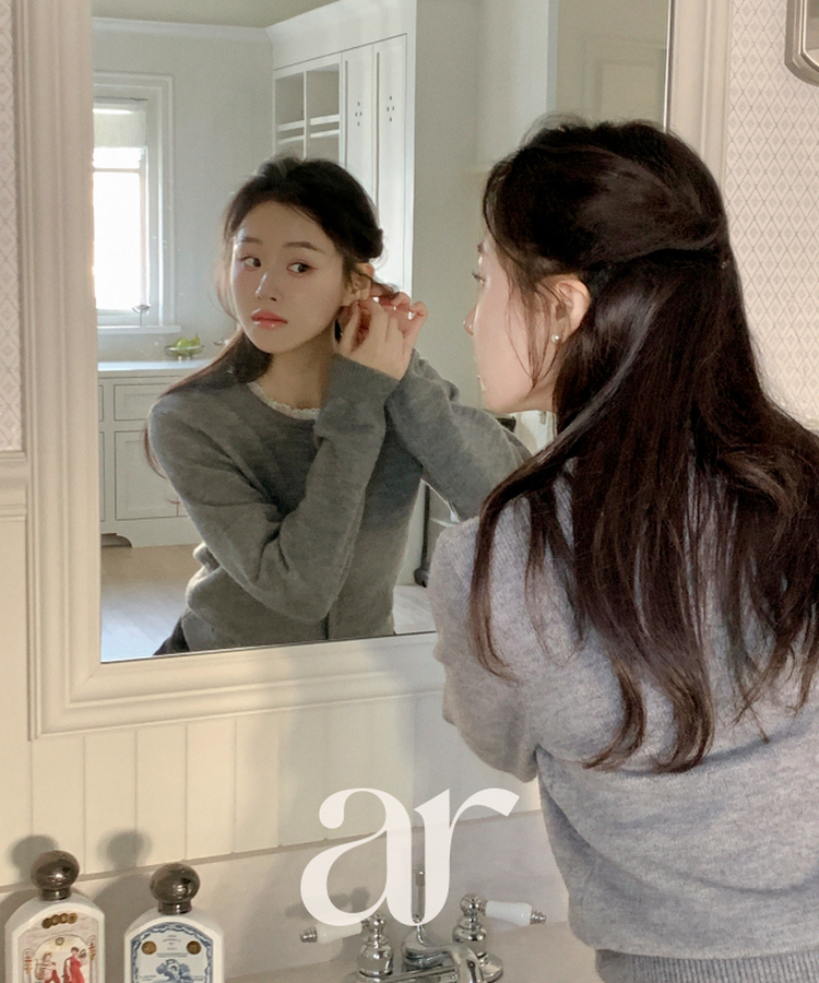 ラウンドフリルカーディガン GRAY