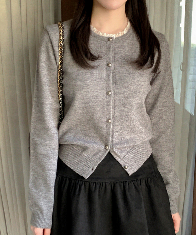 ラウンドフリルカーディガン GRAY