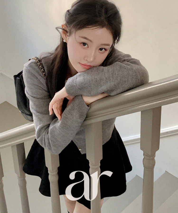 ラウンドフリルカーディガン GRAY