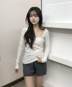 無地ニットショートパンツ CHARCOAL