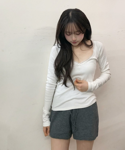 無地ニットショートパンツ CHARCOAL