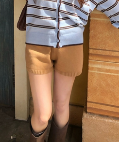 無地ニットショートパンツ DEEP BEIGE