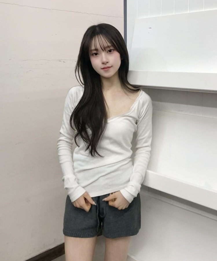 無地ニットショートパンツ CHARCOAL