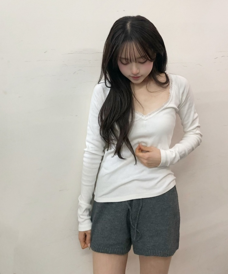 無地ニットショートパンツ CHARCOAL