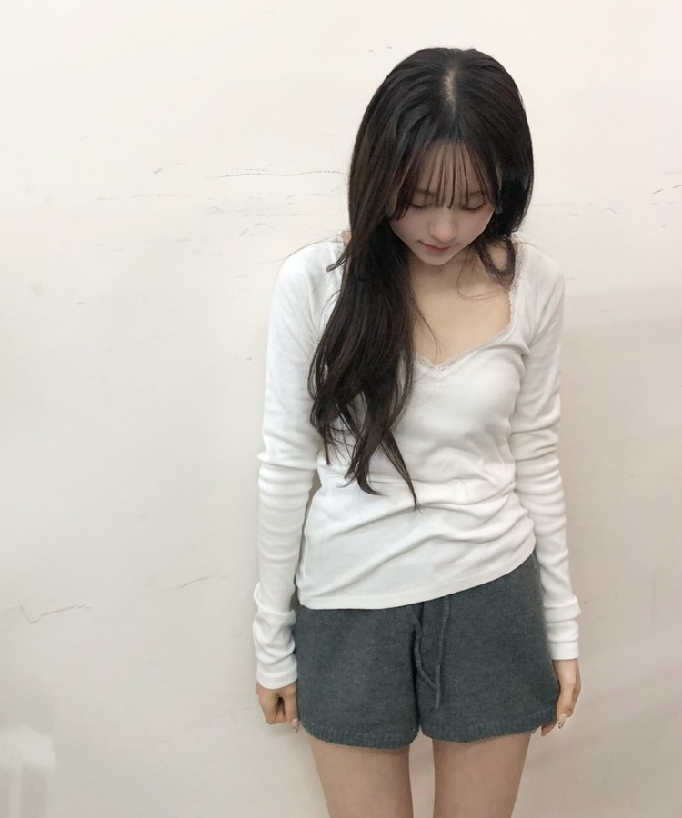 無地ニットショートパンツ CHARCOAL