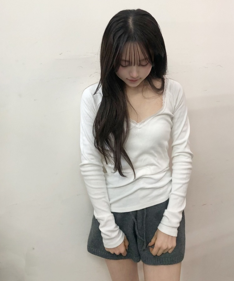 無地ニットショートパンツ CHARCOAL