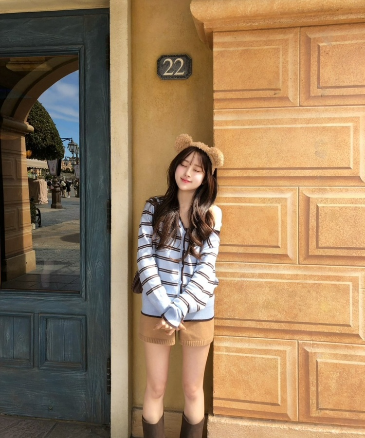 無地ニットショートパンツ DEEP BEIGE