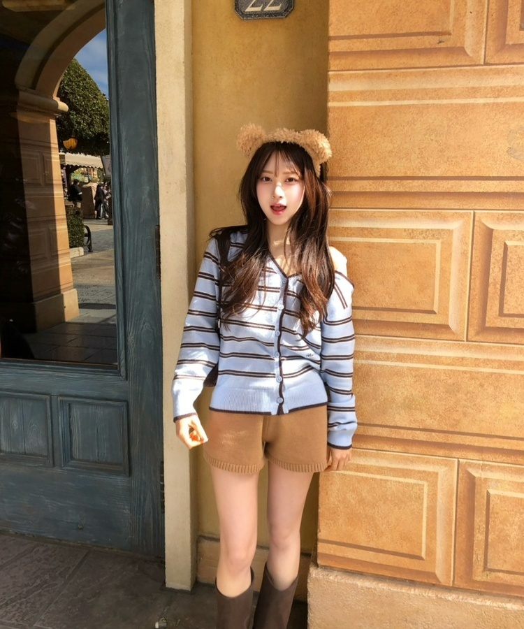 無地ニットショートパンツ DEEP BEIGE