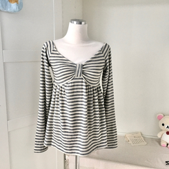 모리걸 스트라이프 리본 긴팔 티셔츠 롱슬리브 원피스