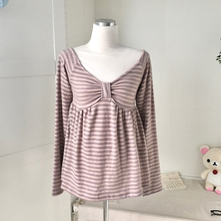 모리걸 스트라이프 리본 긴팔 티셔츠 롱슬리브 원피스