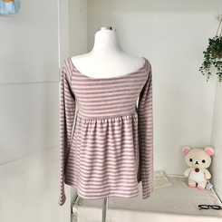 모리걸 스트라이프 리본 긴팔 티셔츠 롱슬리브 원피스