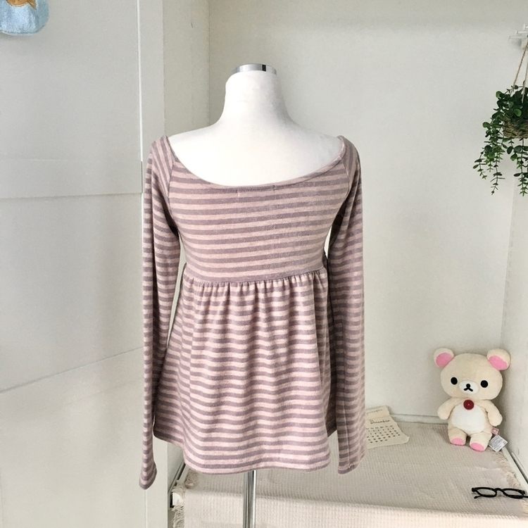 모리걸 스트라이프 리본 긴팔 티셔츠 롱슬리브 원피스