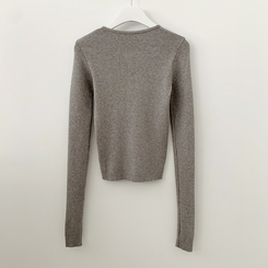 골지 버튼 슬림핏 긴팔티셔츠 니트