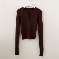 골지 버튼 슬림핏 긴팔티셔츠 니트