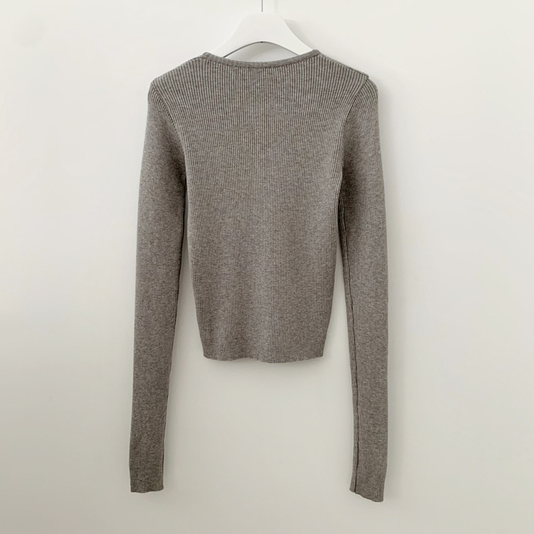 골지 버튼 슬림핏 긴팔티셔츠 니트