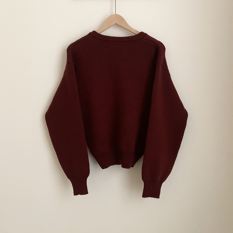 아방핏 허리밴딩 박시핏 벌룬 세미크롭 브이넥 올리브 니트