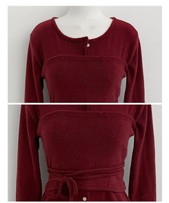 히퍼스트랩허리끈레이어드탑라운드가디건세트