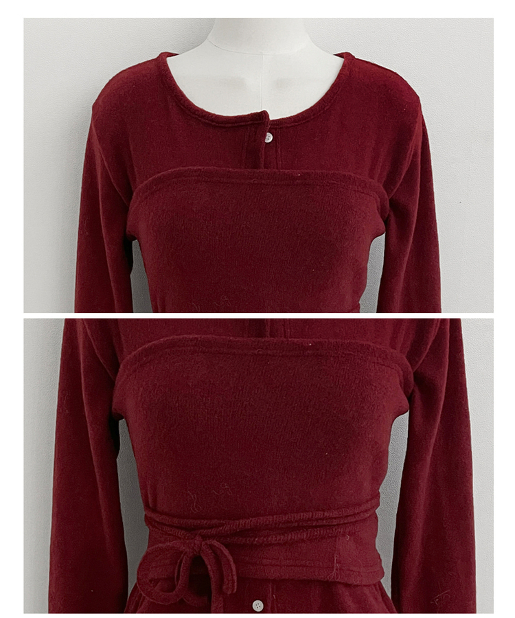 히퍼스트랩허리끈레이어드탑라운드가디건세트