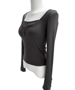 スリムフィットボタン長袖Tシャツ(5color)