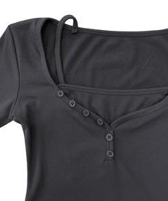 スリムフィットボタン長袖Tシャツ(5color)