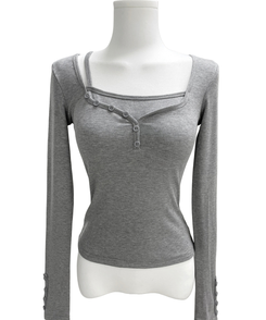 スリムフィットボタン長袖Tシャツ(5color)