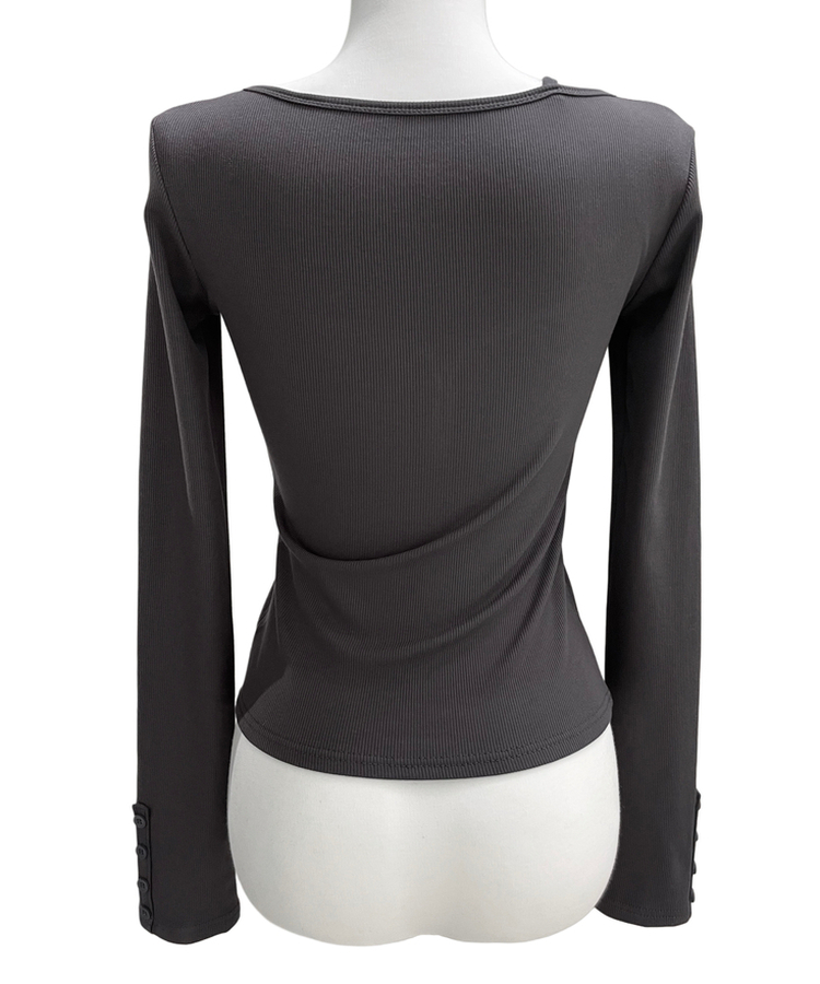 スリムフィットボタン長袖Tシャツ(5color)