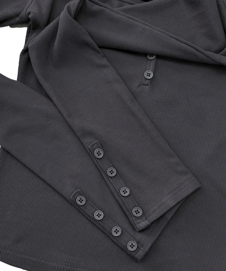 スリムフィットボタン長袖Tシャツ(5color)