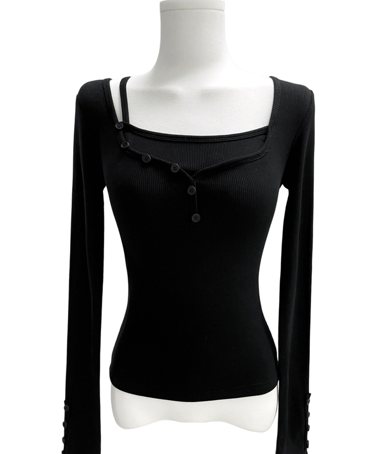 スリムフィットボタン長袖Tシャツ(5color)