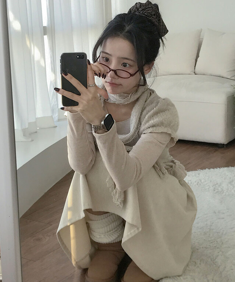 주주 골덴 코듀로이 A라인 뒷밴딩 속바지내장 플레어 미디 스커트 아이보리