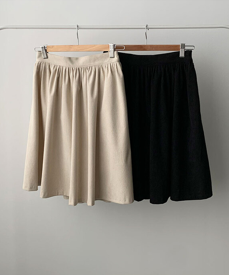 주주 골덴 코듀로이 A라인 뒷밴딩 속바지내장 플레어 미디 스커트