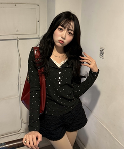 레이스 레이어드 도트 이너티 먹색