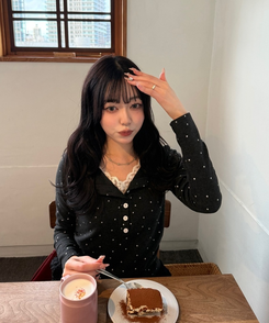 레이스 레이어드 도트 이너티 먹색