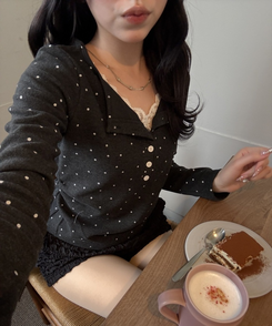 레이스 레이어드 도트 이너티 먹색