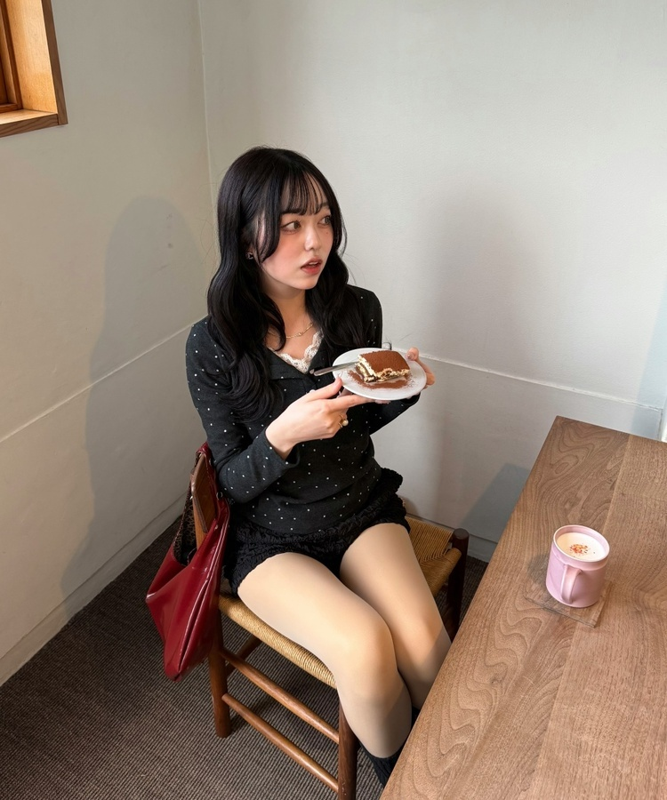 레이스 레이어드 도트 이너티 먹색