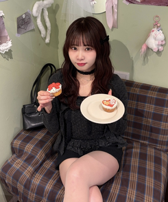 【SET】ネックストラップ付きドットキャミ＋カーディガン CHARCOAL