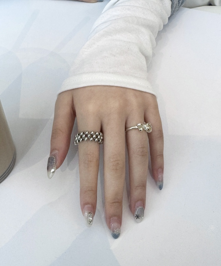 시크 비즈 반지 링 실버