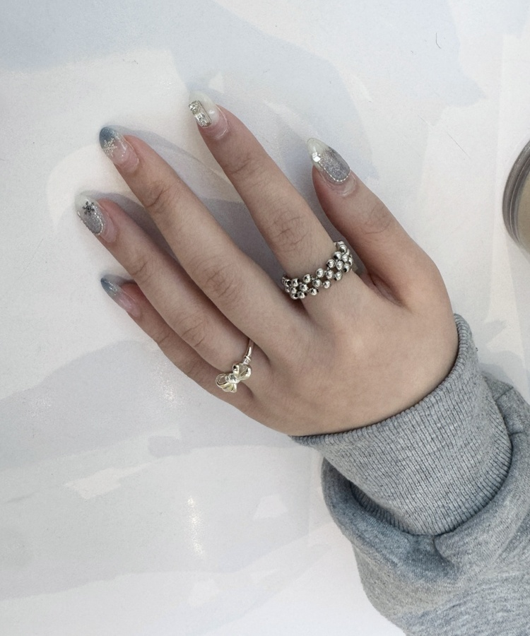 시크 비즈 반지 링 실버