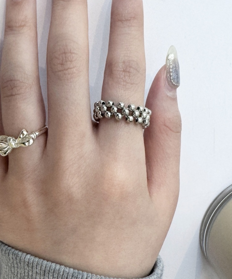 시크 비즈 반지 링 실버