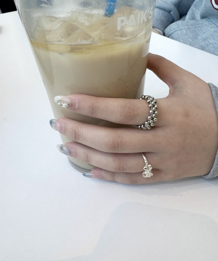 시크 비즈 반지 링 실버