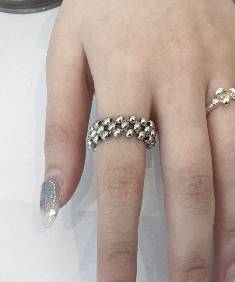 시크 비즈 반지 링 실버