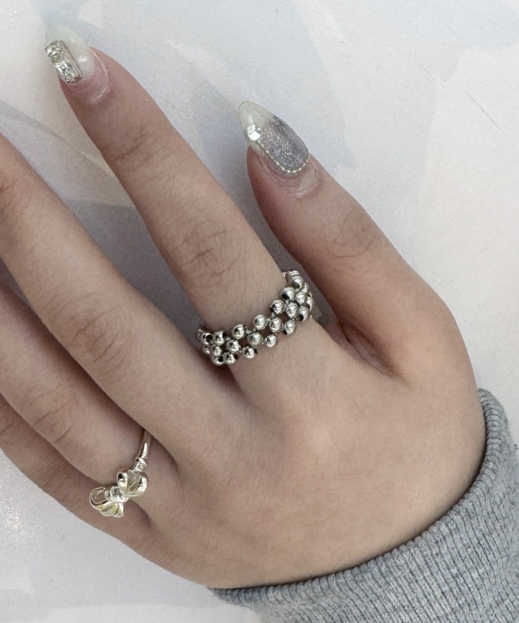 시크 비즈 반지 링 실버